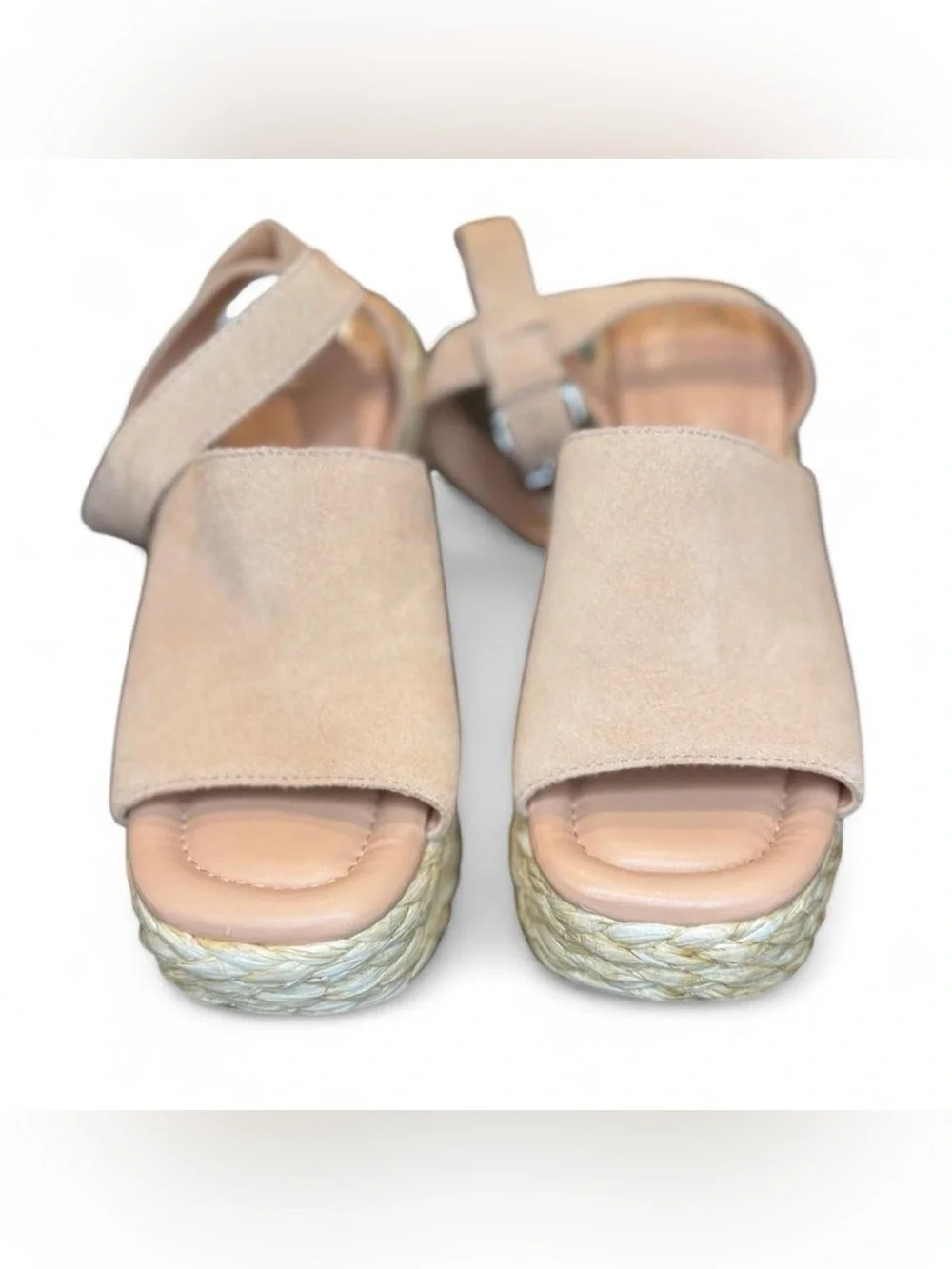Marc Fisher LTD Nelly Espadrille Wedge Sandals Peach Suede